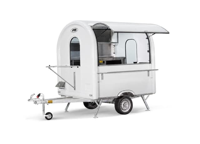 Remorque food truck L’Essentiel blanche, format AIR 220